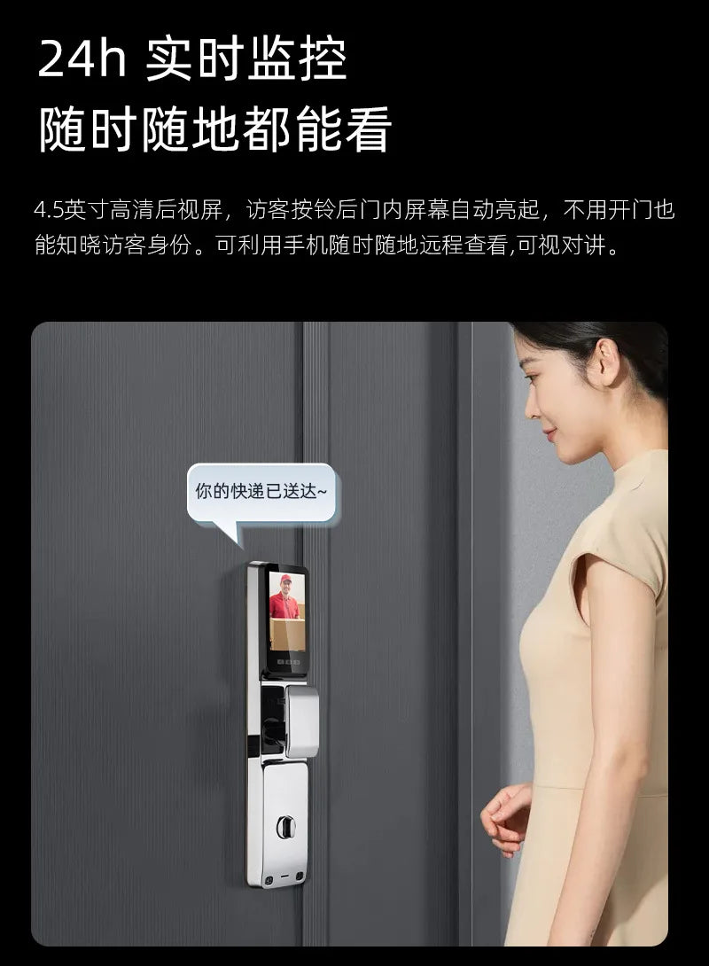 Smart lock with surveillance camera fingerprint facial recognition password door lock