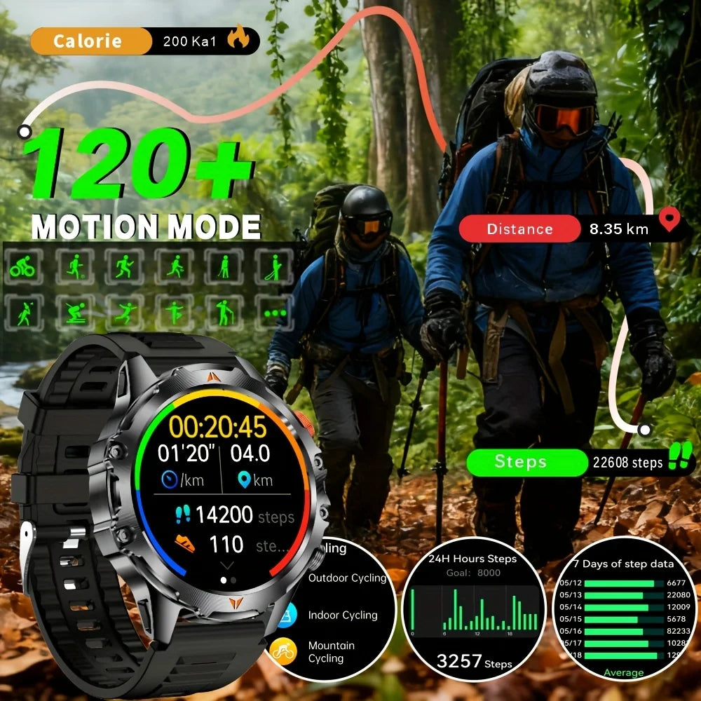 SENBONO Men's Smart Watch Amoled Display Bluetooth Call 1000mAh Compass Led Light IP68 Waterproof Sport Smartwatch For Men