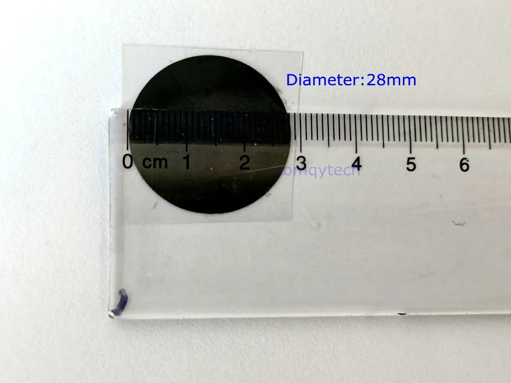 28mm black circular replacement film sticker for Vmax HIFU cartridge, measured with a ruler for exact size.