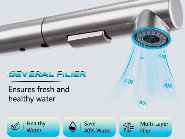 304 stainless steel kitchen tap, pull-out sprayer, brushed finish, 360° swivel, perfect sink mixer tap for kitchen toilet