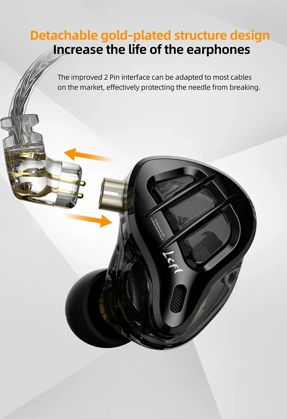 KZ ZAR Hybrid Driver In-ear Monitor 1DD + 7BA HiFi Headphones 2Pin Wired Headphones Music DJ Headphones Sports Gaming Earbud Tidesmit