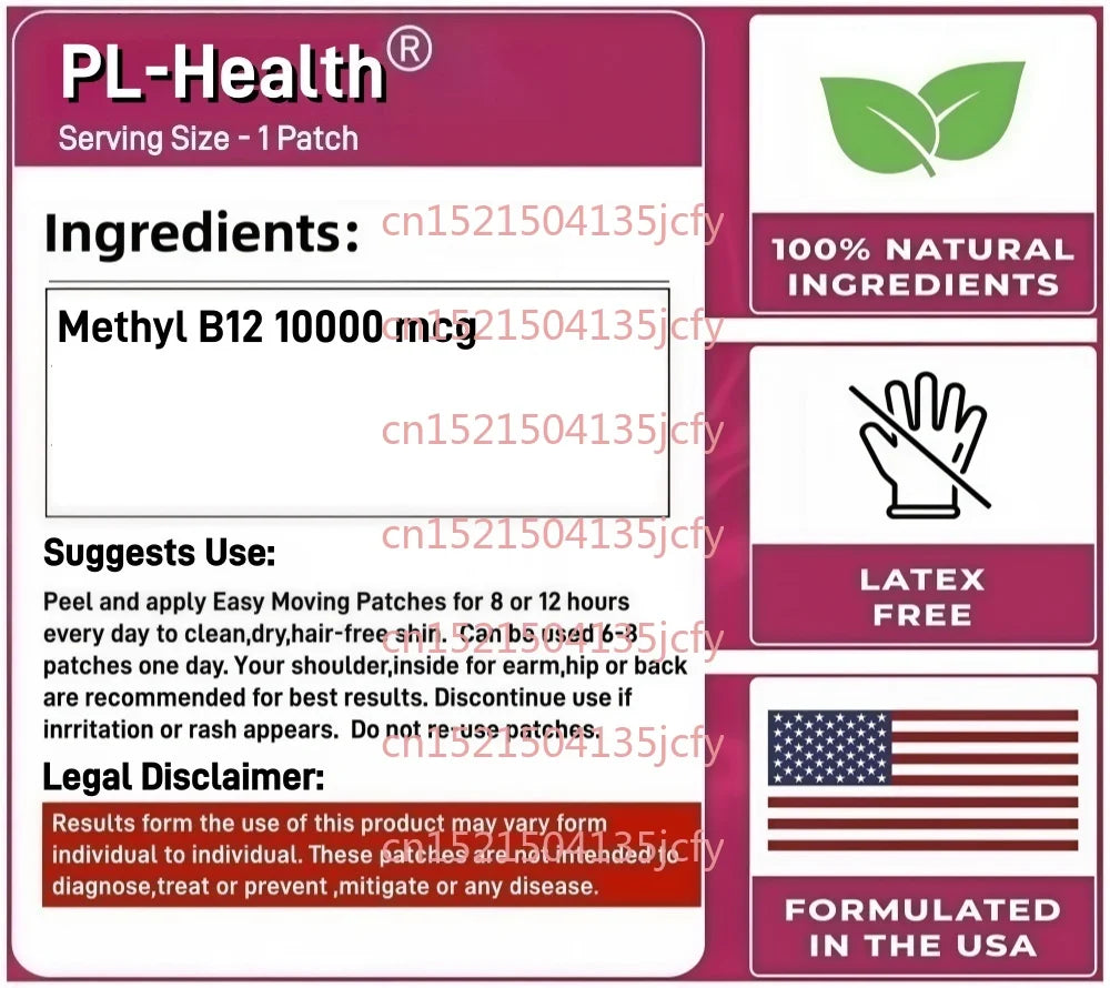 Tidesmit Methylated B12 10,000mcg patches for natural energy, focus, and brain health, 30 pack supplement instructions.