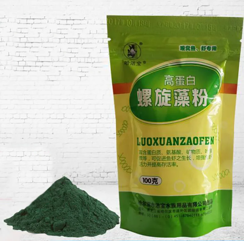 Tidesmit Spirulina algae powder: Nutrient-rich protein supplement for ornamental fish and shrimp growth and health.