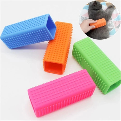 Color-mix silicone pet hair removal brush with textured bristle surface