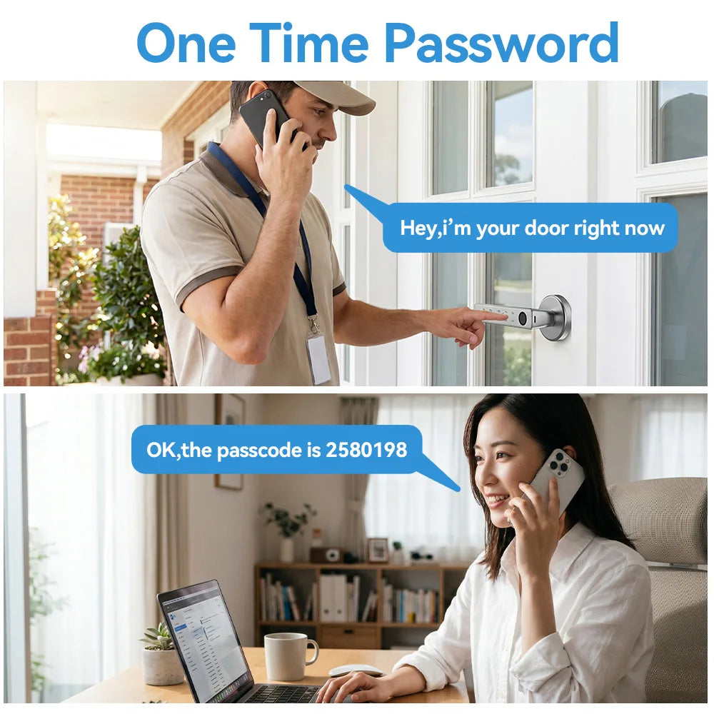 Tuya Bluetooth Smart Door Lock Fingerprint Keyless Entry Smart Life Control Auto Lock One-Time Passcode for Home Office Bedroom