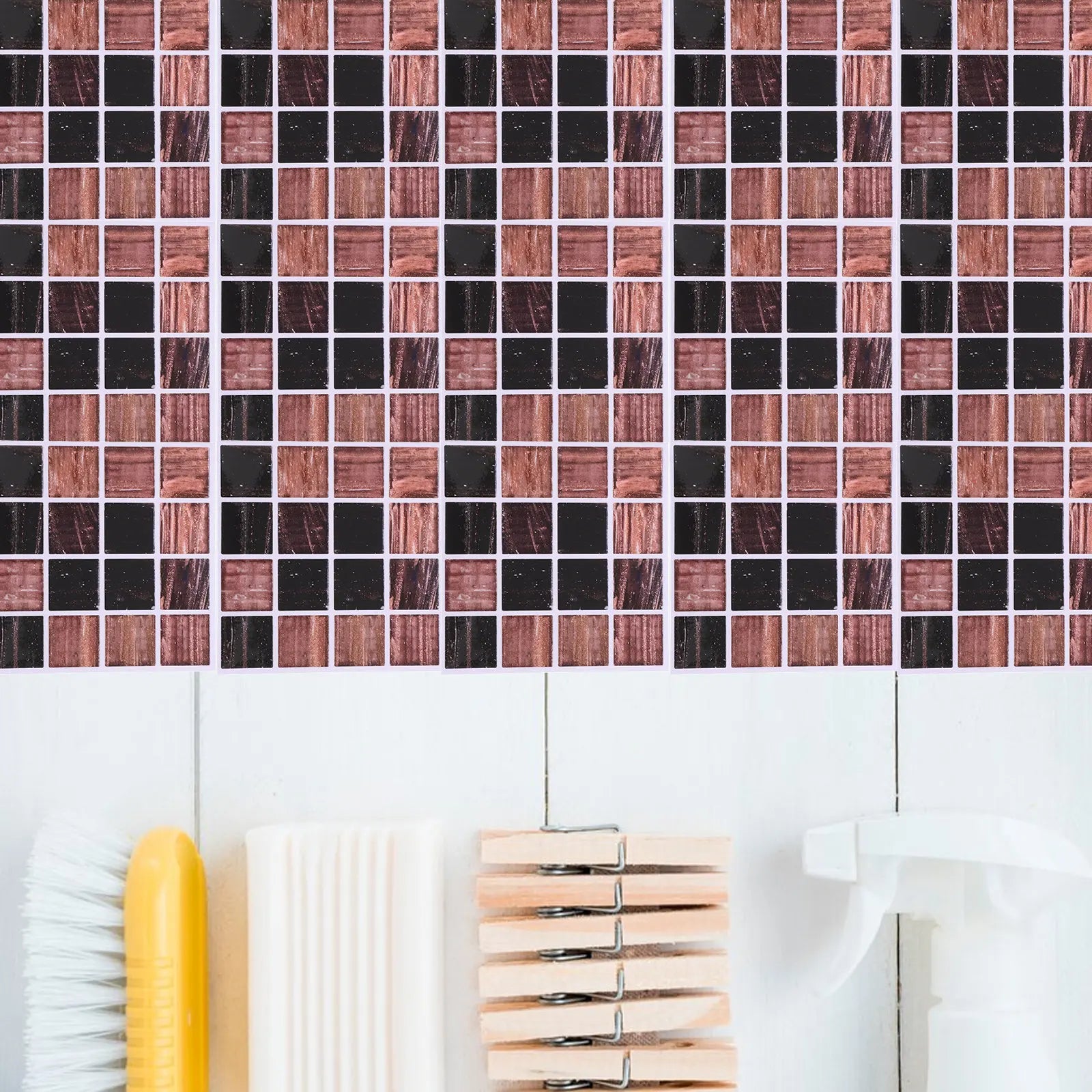 30Pcs Waterproof Vinyl Mosaic Tile Stickers Peel and Stick Self Adhesive Backsplash Wall Decor for Kitchen Bathroom Modern Easy