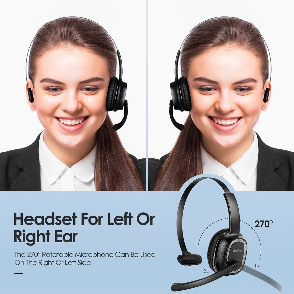Wireless Call Center Headset with Mic - 50H Talk Time | Tidesmit Tidesmit