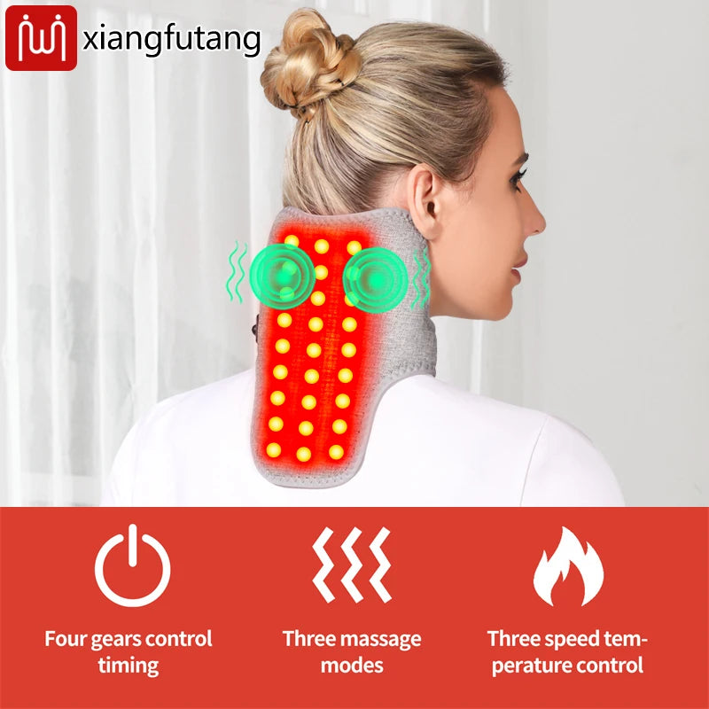 Heated Neck Massager with Red Light Therapy - Portable Muscle Relief Massage Cushion Tidesmit