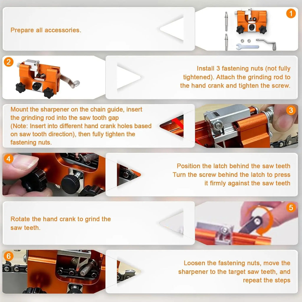 Fast  Chain Sharpener, Chainsaw Sharpener Kit, Portable Hand Crank Chainsaw Chain Sharpener Set, for All Kind Of Chain Saws