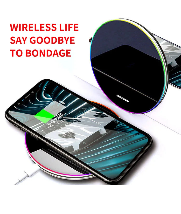 15W Qi Certified Wireless Charger Pad for iPhone and Samsung - Black Tidesmit