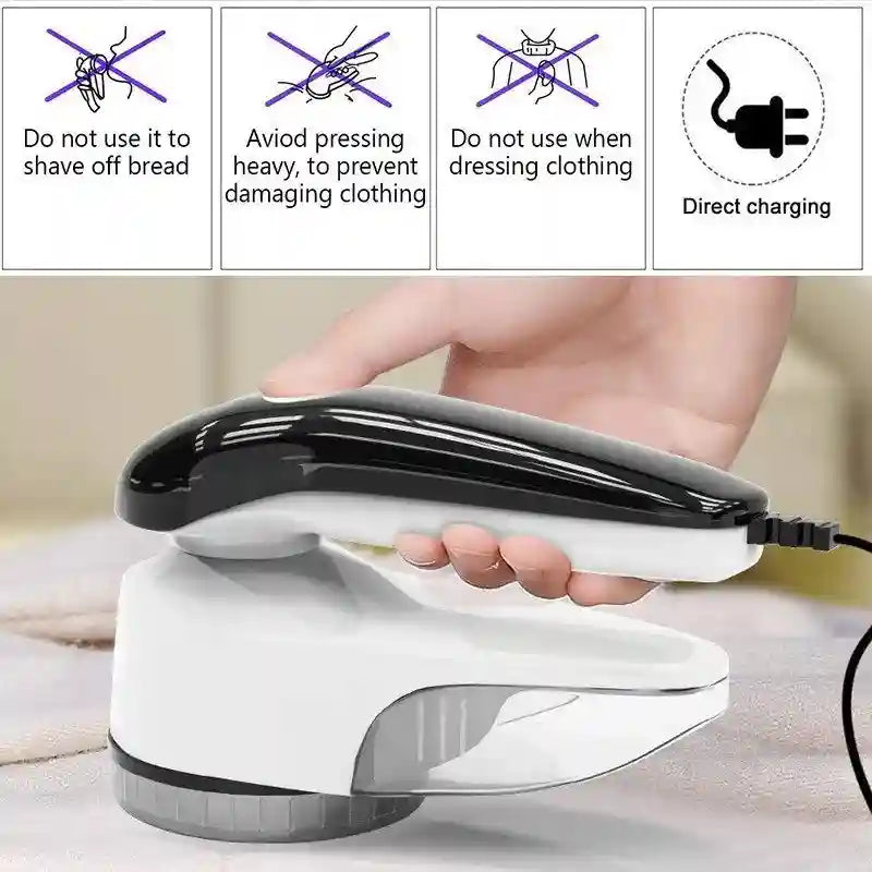 Tidesmit portable electric clothes lint remover showing fabric shaver blade and ergonomic handle for sweaters