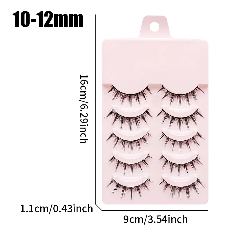 Anime Manga False Eyelashes - Natural Wispy Faux Lashes - 5 Pairs Set False Eyelashes Tidesmit