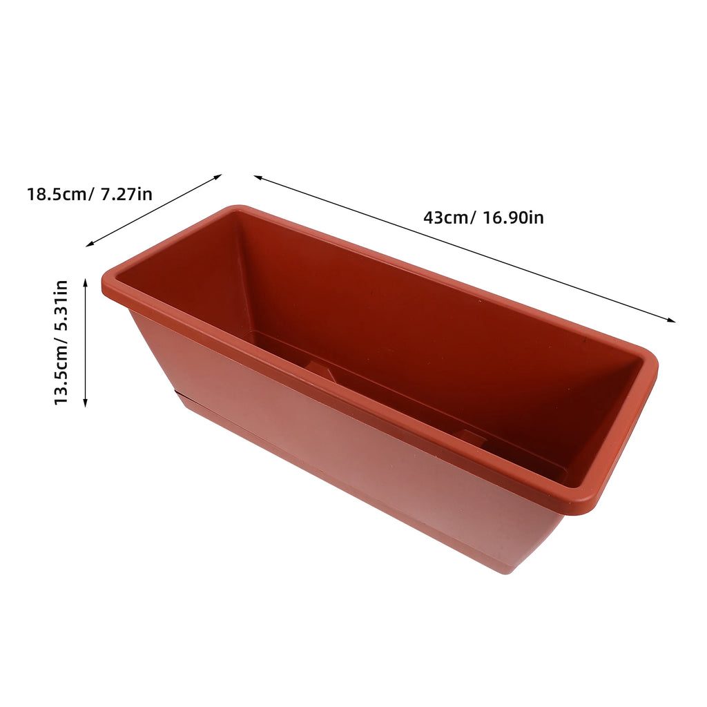 6pcs Balcony Planting Pot Flower Pots With Trays Container Flowerpot Vegetable Plastic Large Rectangular Garden Pots