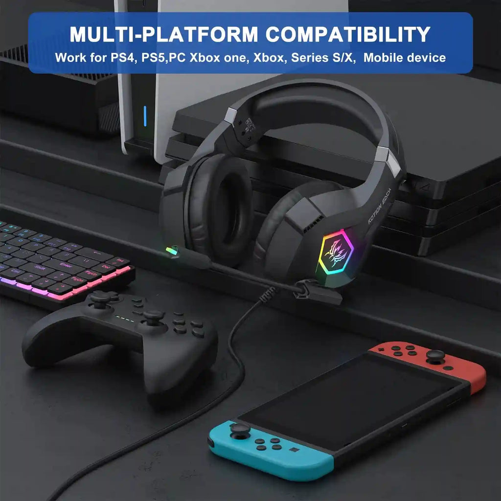 Tidesmit RGB Over-Ear Gaming Headphones with Mic - Low Latency Audio Tidesmit