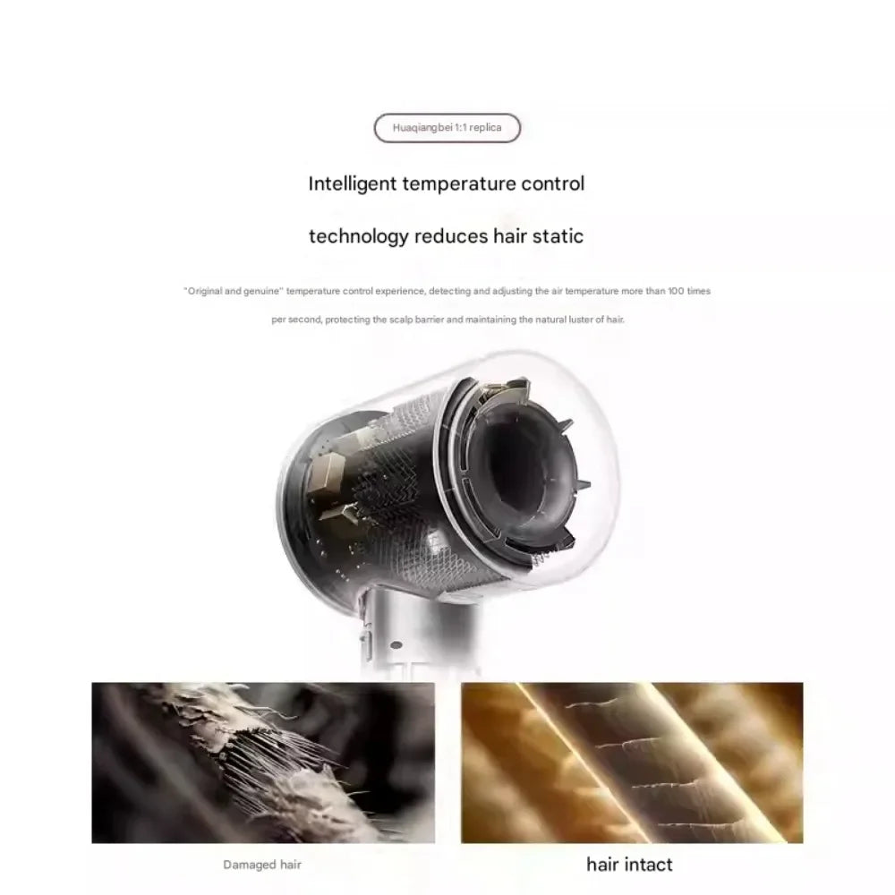 Ionic hair dryer with intelligent temperature control for static-free, healthy hair styling. Professional 5-in-1 tool.
