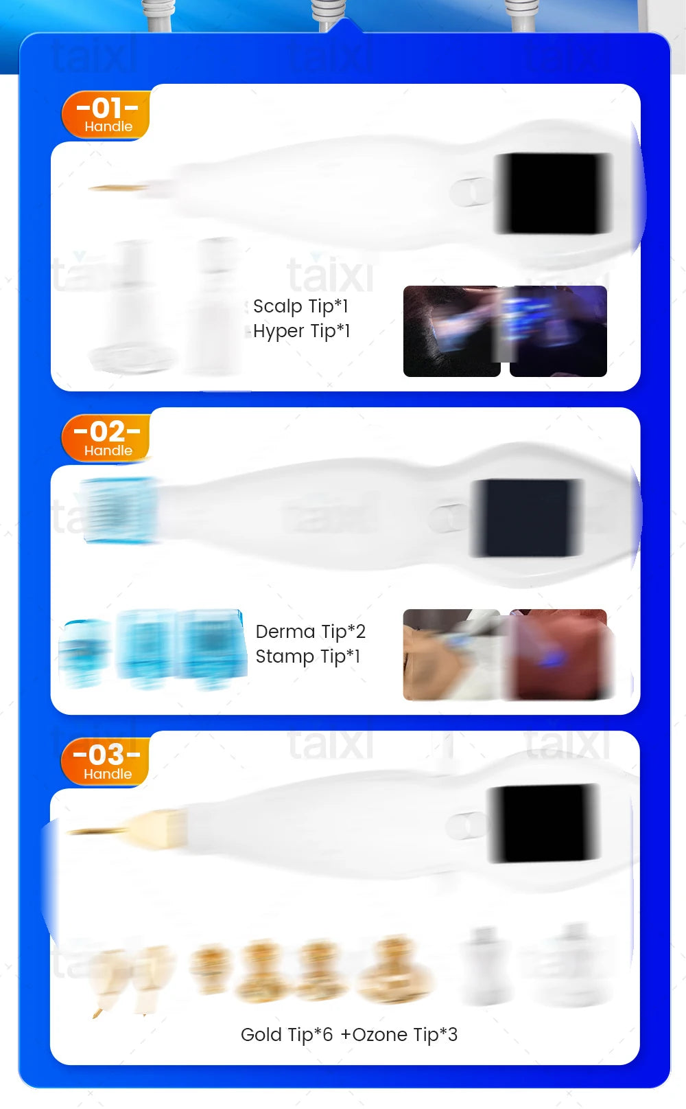 Professional ozone cold plasma device with interchangeable tips for skin rejuvenation and facial anti-aging treatments.