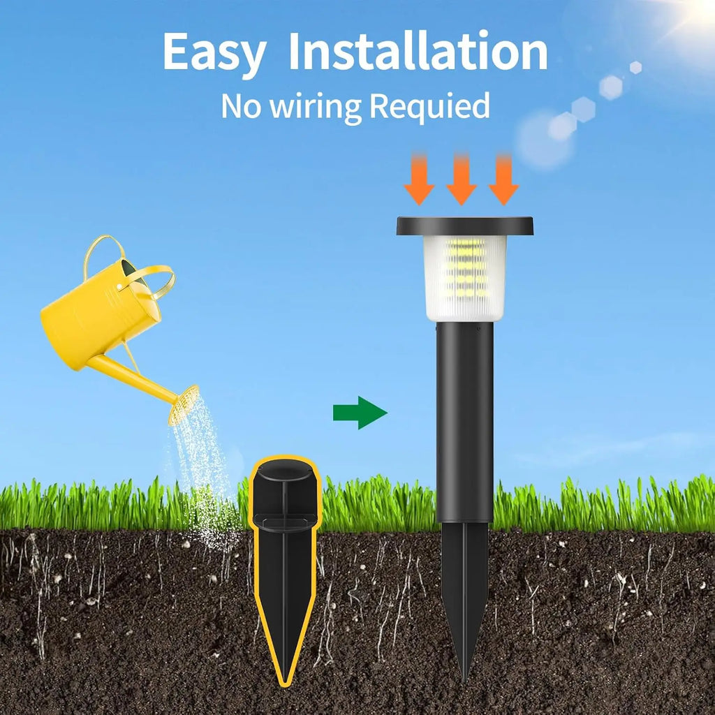 Intelamp 3800mah 500LM 2 Pack Solar Pathway Lights Lawn Lights Outdoor Auto On/Off Landscape Light For Yard Garden Driveway Patio Walkway