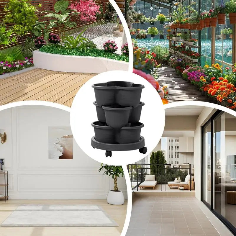 Strawberry Planter Tower 3 Tiers Vertical Tower Stackable Pot Stacking Garden Flower and Vegetable Planter for Home Garden