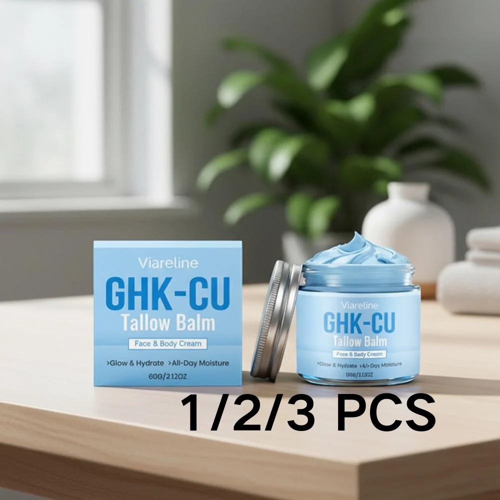 GHK-CU Copper Peptide Tallow Balm Blue Cream 1/2/3 PCS Manuka Honey Face and Body Moisturizer for Mature, Dry & Sensitive Skin