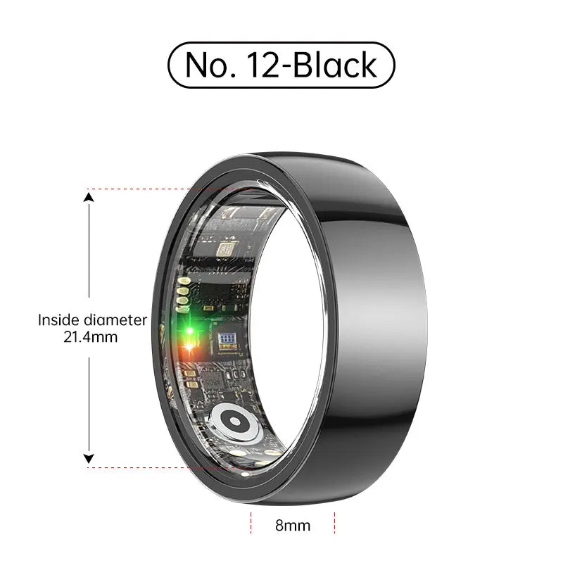 Tidesmit Smart Health Ring - Biometric Fitness Tracker with Sleep Monitor Ceramic Black No.12 Tidesmit