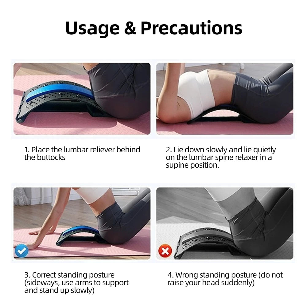 Back Stretcher for Lumbar Pain Relief - Ergonomic Muscle Support Device Back Massage Instrument Tidesmit