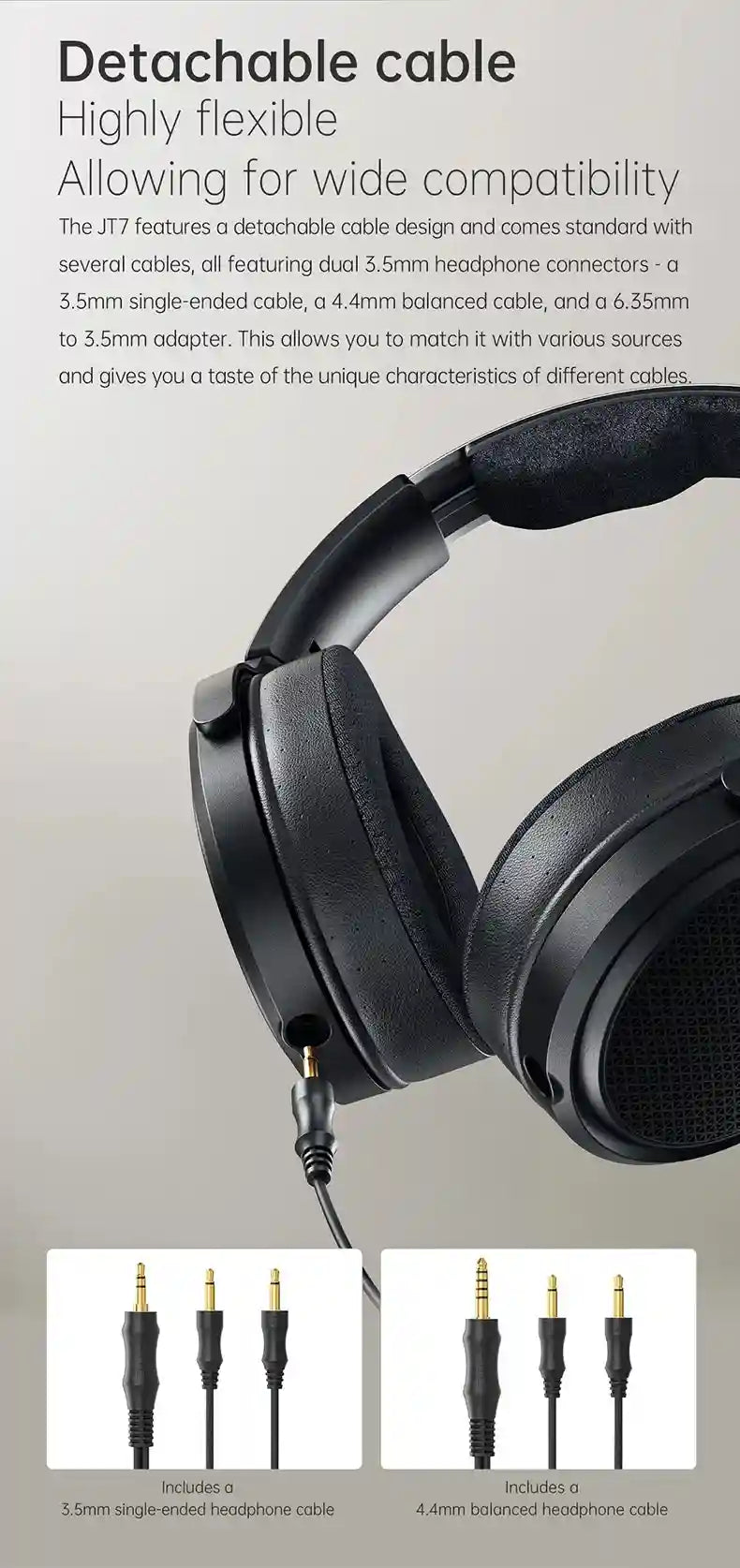 Planar Magnetic Headphones JT7 Black - Over-Ear Audiophile Headset Tidesmit