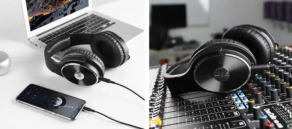 Studio Monitor Headphones Wired Over-Ear with Dual Input Jacks Tidesmit