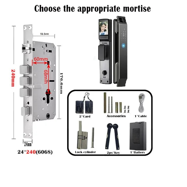 3D Face Recognition Door Lock Tuya App Can Video Intercom Unlock Digital Smart Lock Fingerprint Key Card Nfc Phone Lock