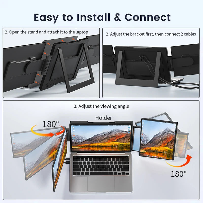 Sibolan 16" 2.5K Dual Screen Portable Monitor 1600P 60Hz High-Definition Dual Triple Display Extender For Home Office & Wins
