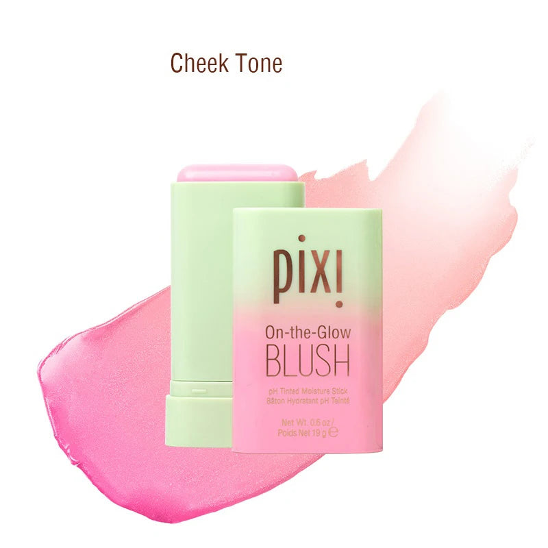 Tidesmit Pixi On-the-Glow cream blush stick in juicy ruby shade for hydrating buildable face makeup swatch
