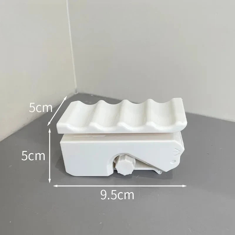 White 3-in-1 cat scratching board cutter tool for DIY cardboard recycling, 9.5x5cm compact pet accessory.