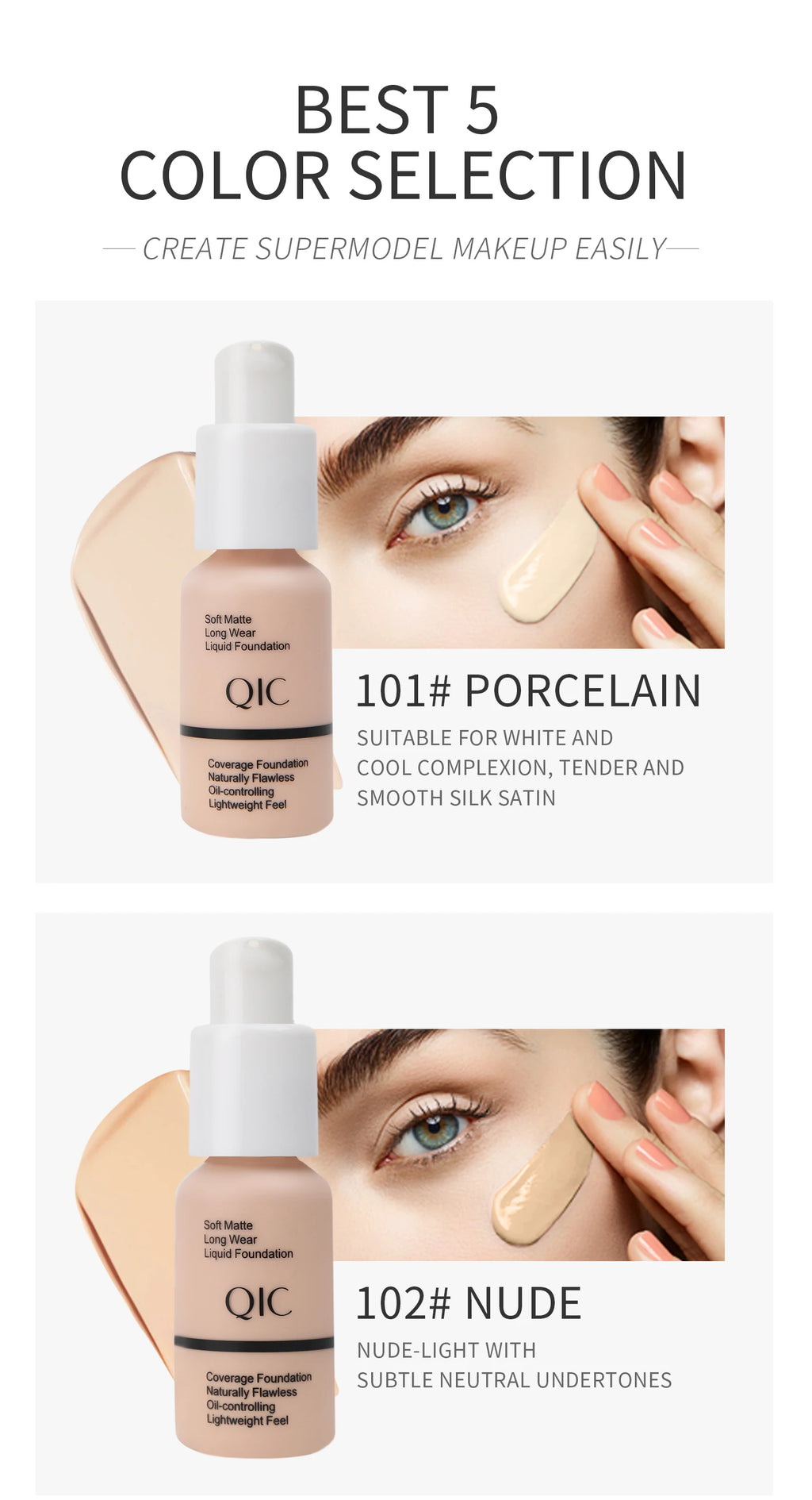 Tidesmit 30ml liquid foundation in matte oil-control formula for flawless waterproof long lasting face makeup coverage