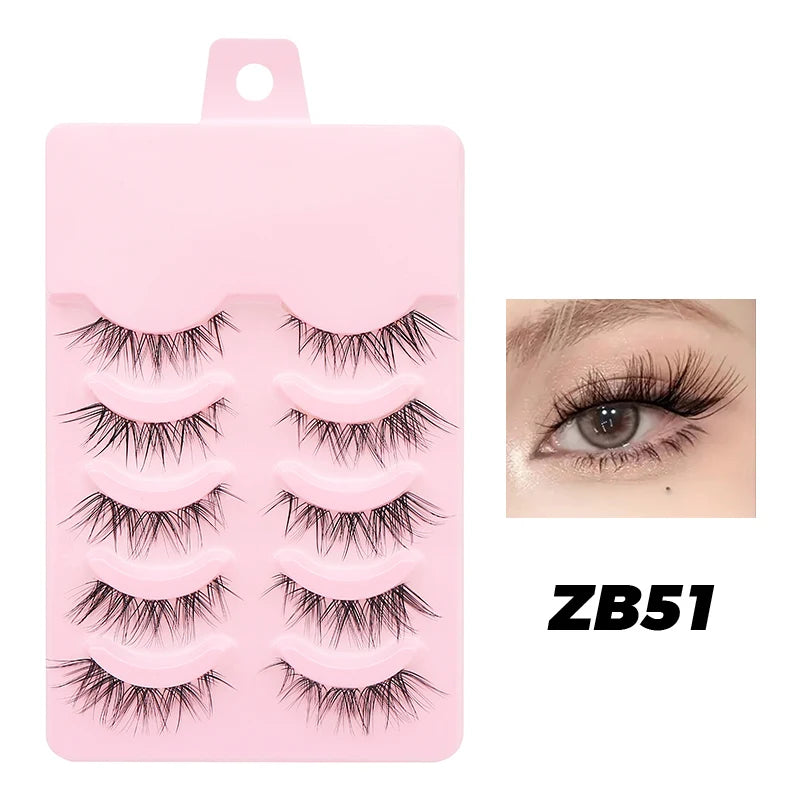 Anime Manga False Eyelashes - Natural Wispy Faux Lashes - 5 Pairs Set False Eyelashes Tidesmit