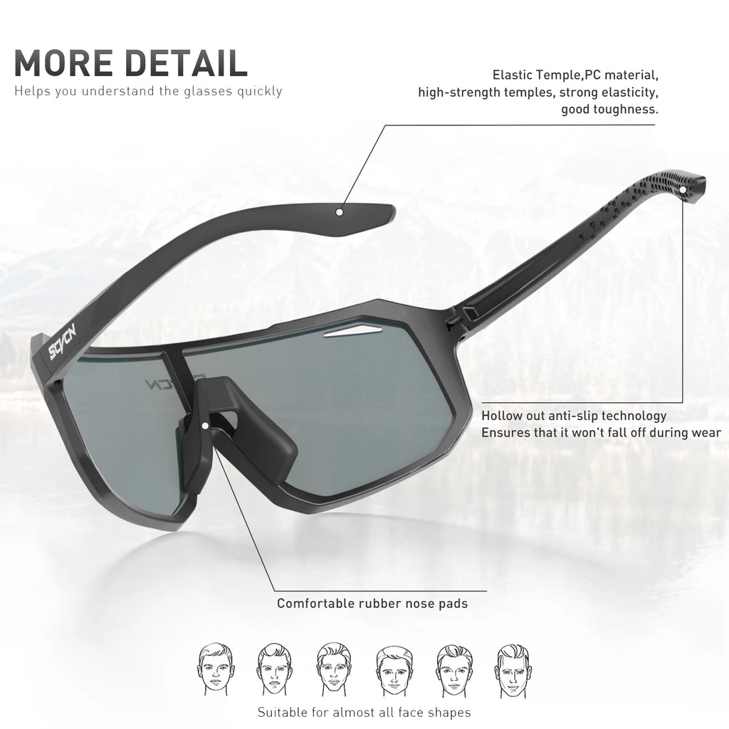 SCVCN MTB UV400 Goggles Bicycle Riding Sunglasses Fashion Sunglasses Street Outdoor Cycling Glasses Sports Bike for Men Eyewear
