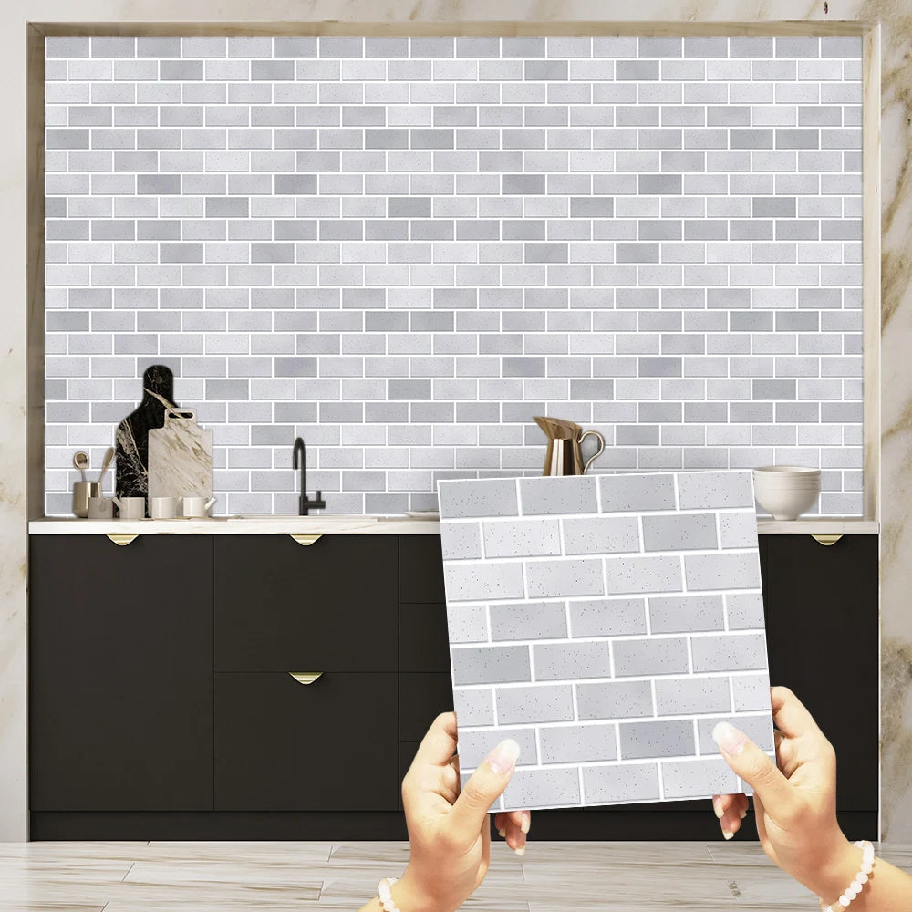 10pcs/set Flat Marble Mosaic Tiles Sticker Transfers Covers For Kitchen Bathroom Tables Peel & Stick Waterproof Art Wall Decals