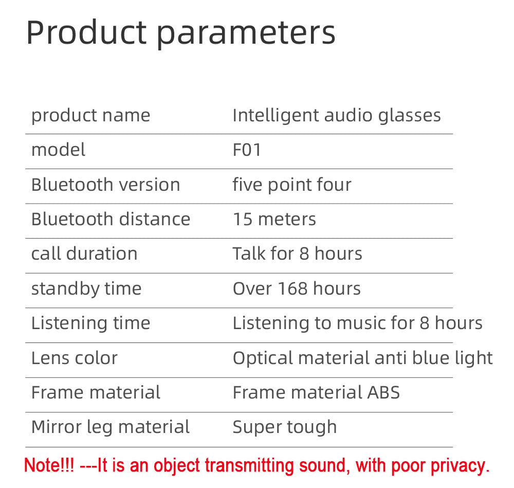 Bluetooth Smart Glasses - Immersive Spatial Audio Hands-Free Black Tidesmit