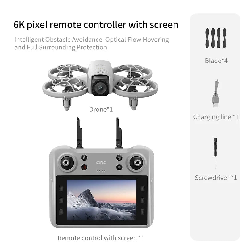 GPS Drone with 8K Camera - Foldable Aerial Quadcopter by Tidesmit Grey 6K with Screen Tidesmit