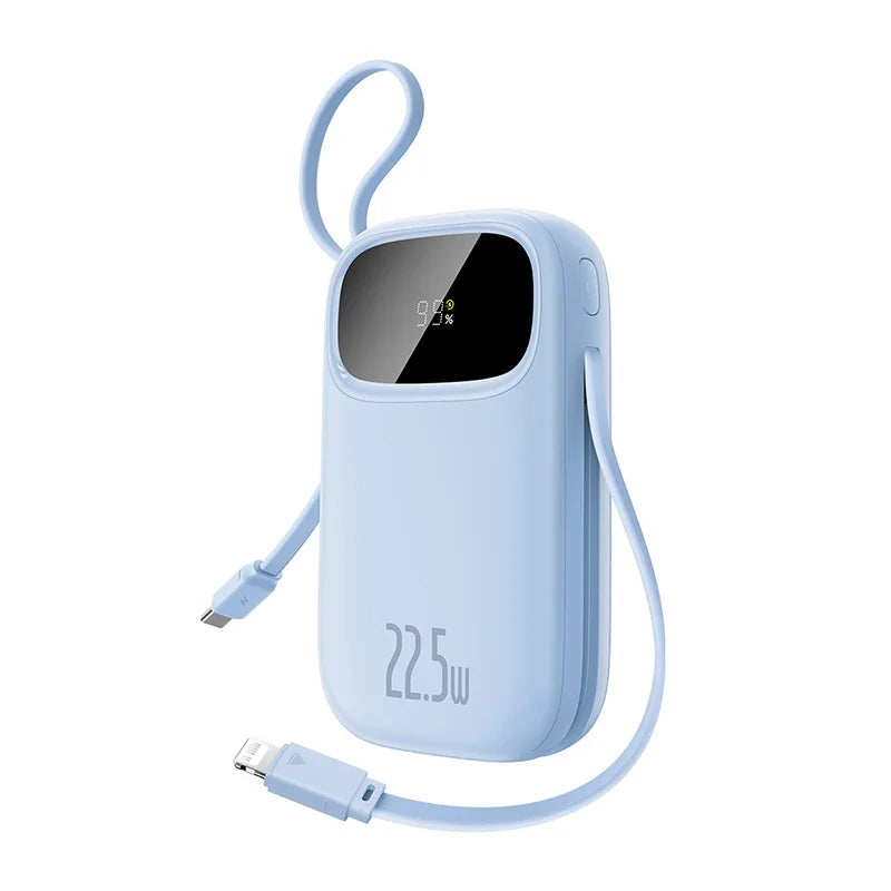 Tidesmit 20000mAh Portable Charger with Built-In PD Fast Charging Cables Blue Tidesmit