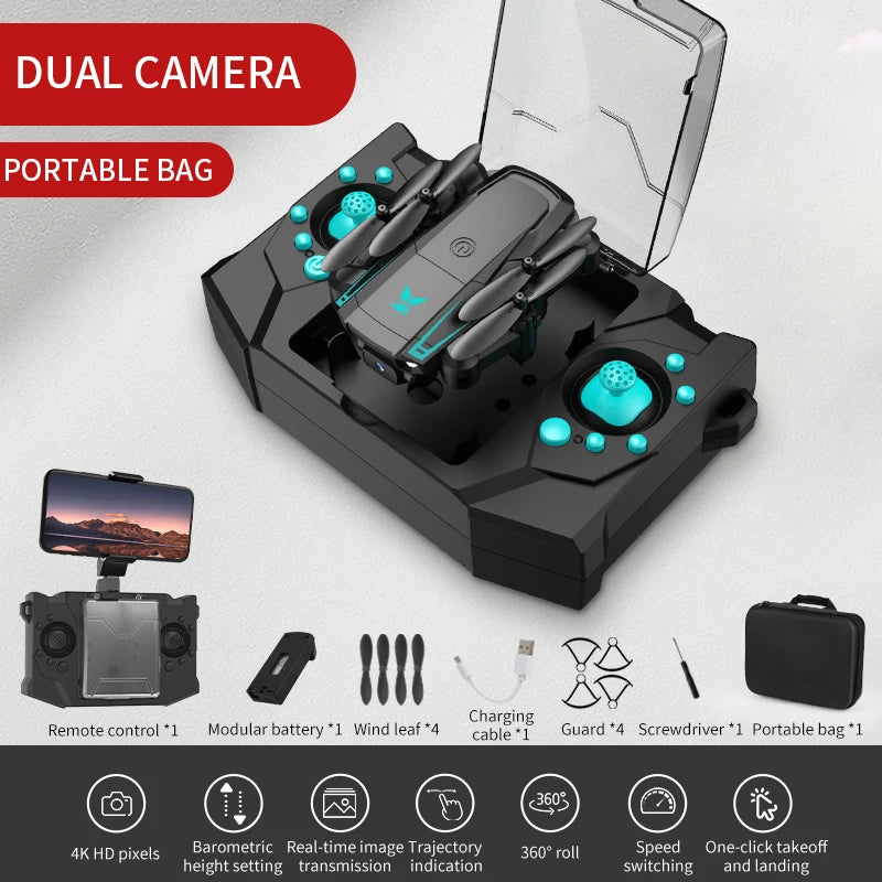 Mini 4K Camera Drone - Foldable WiFi FPV Quadcopter by Tidesmit Dual camera green Tidesmit