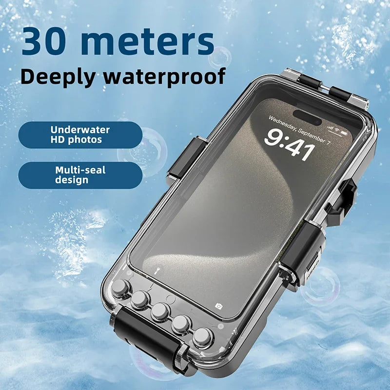 Underwater Phone Case 30m for iPhone & Samsung - Black Military-Grade Protection Tidesmit