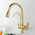 White Hot Cold Filter Kitchen Sink Faucets 3 Ways Pure Water Pull Out Kitchen Sink Mixer Tap Brass Filter Kitchen Sink Faucet