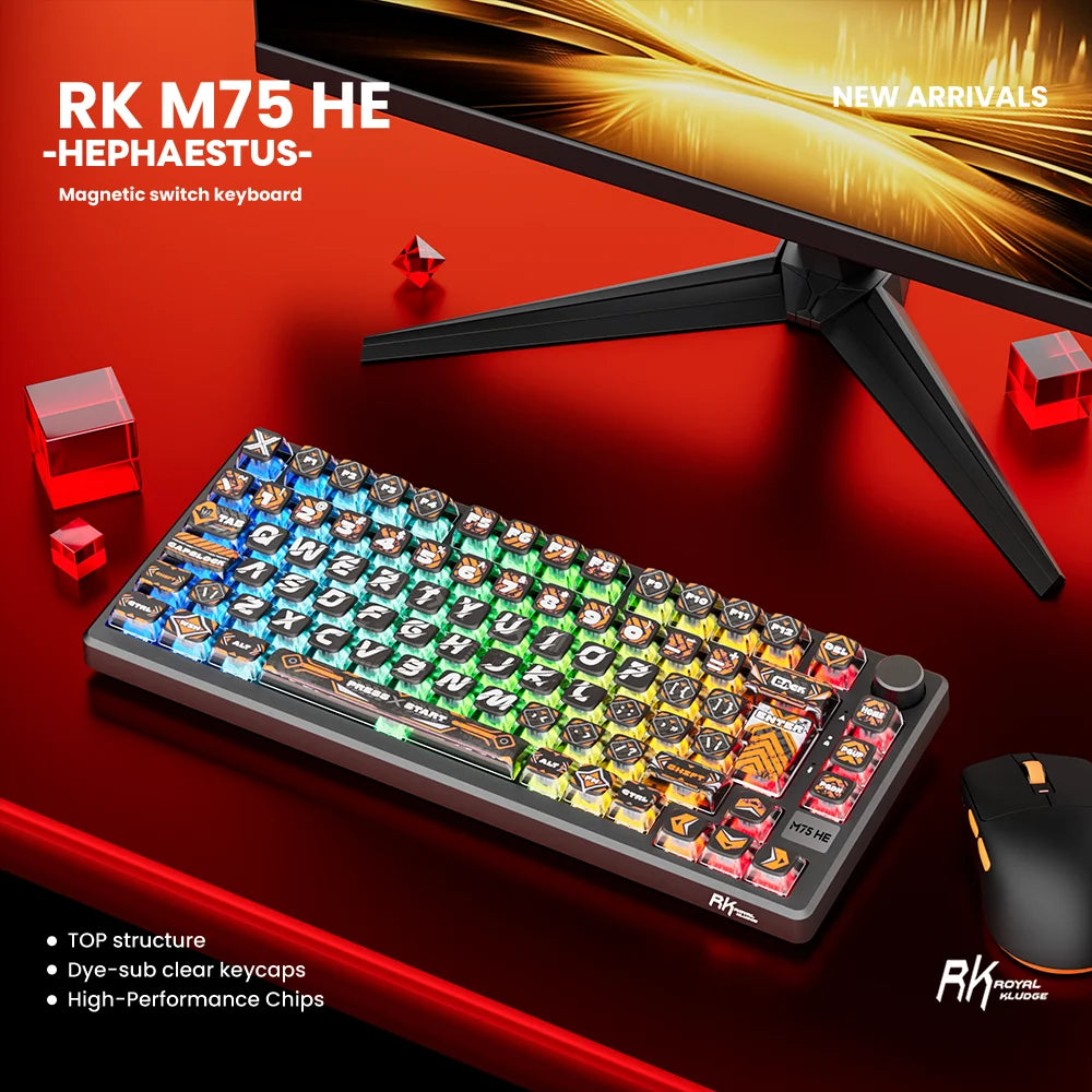 ROYAL KLUDGE RK M75 HE Magnetic Switch Mechanical Keyboard Rapid Trigger 0.01mm 75% RGB Hot Swap Gasket E-Sports Gaming Keyboard
