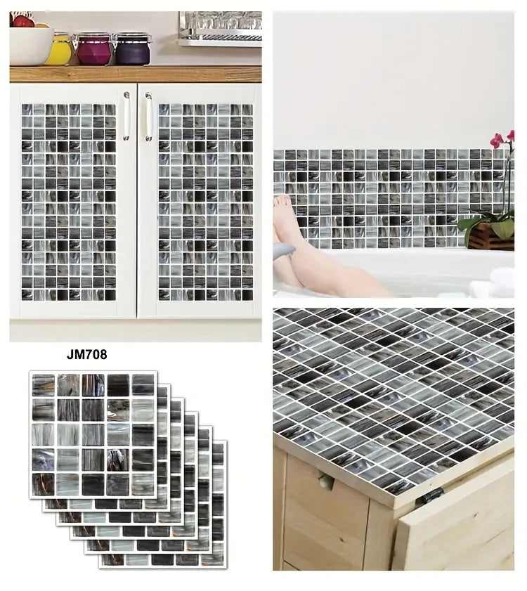 Self-Adhesive Marble Wall Tiles - Waterproof Stickers for Kitchen Backsplashes, Bathrooms, Living Rooms, Easy to Install and Rem