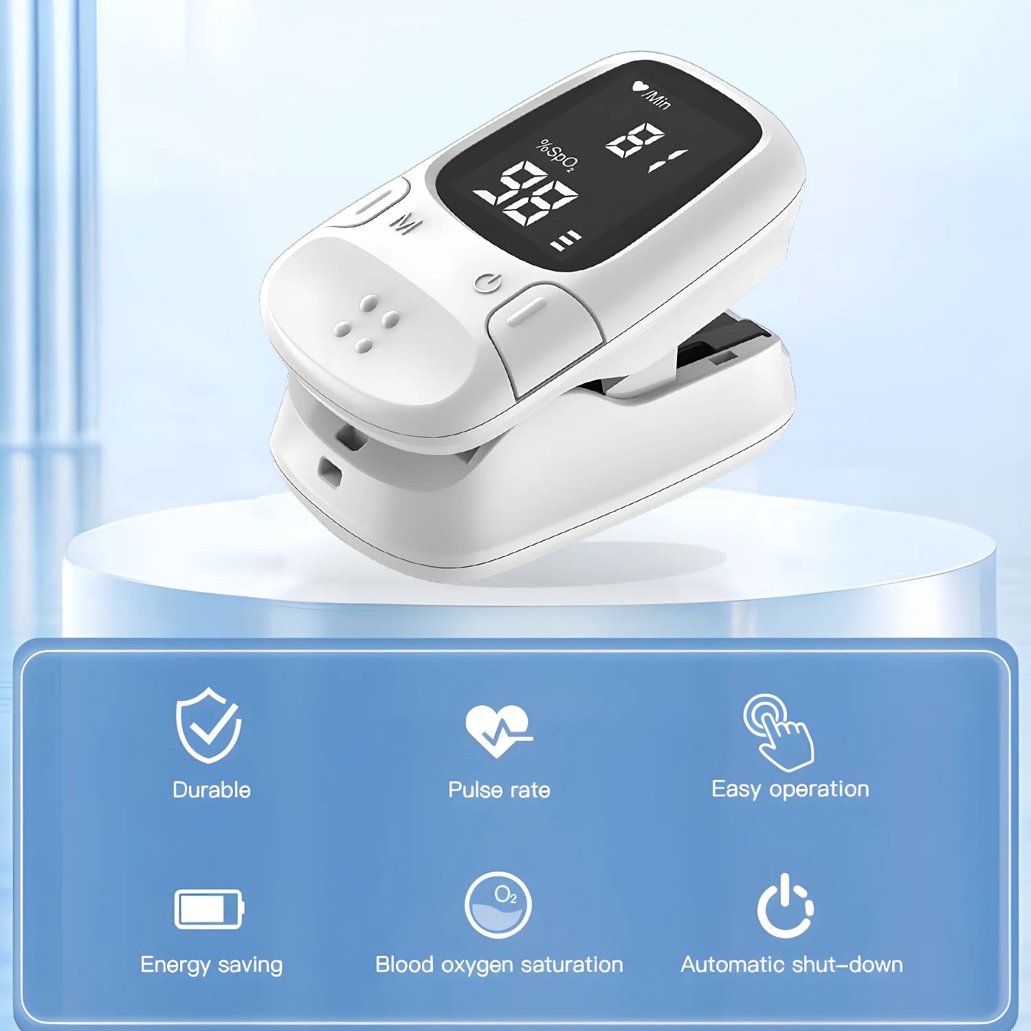 Fingertip Pulse Oximeter SpO2 Monitor Oxygen Saturation Monitor Pulse Rate Measuring Gauge Device Heart rate monitor