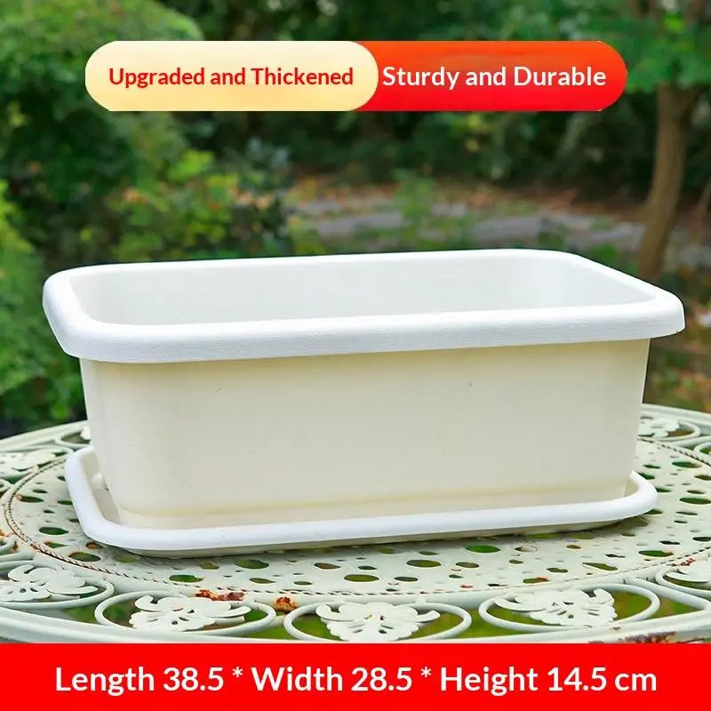 textureVegetable Planters Plastic Set with Tray Rectangular Flowerpots for Indoor Balcony Use DIY Home Gardening