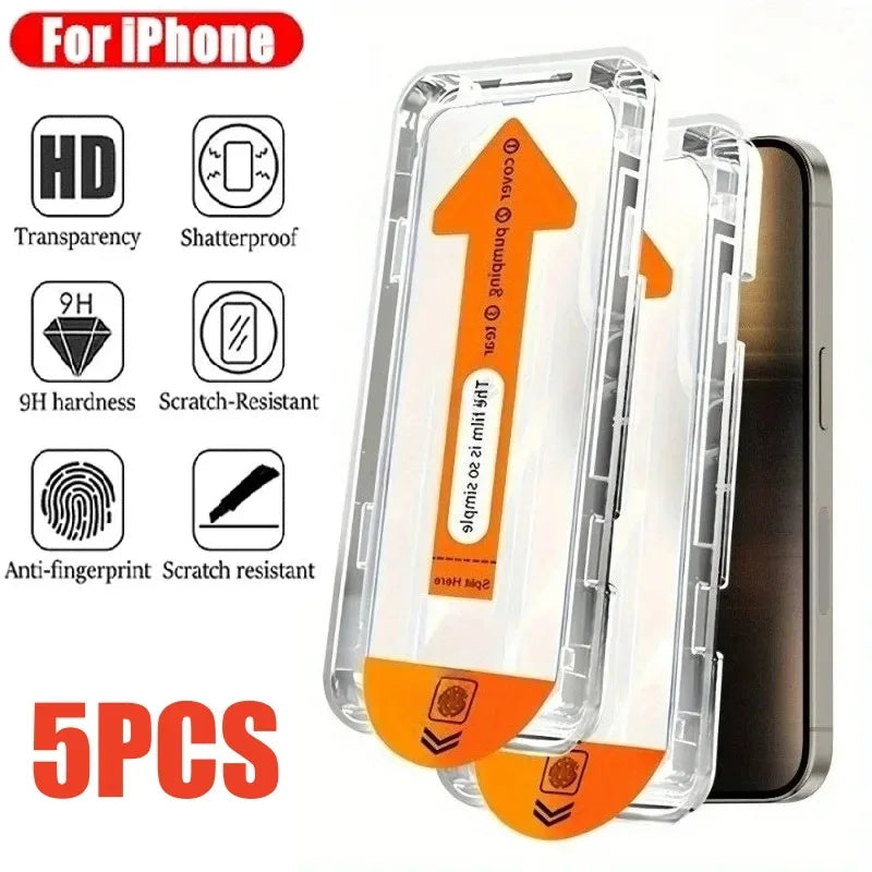 iPhone 16 Pro Max Screen Protector 5-Pack - 9H Tempered Glass Anti-Scratch 5PCS FCGQ Tidesmit