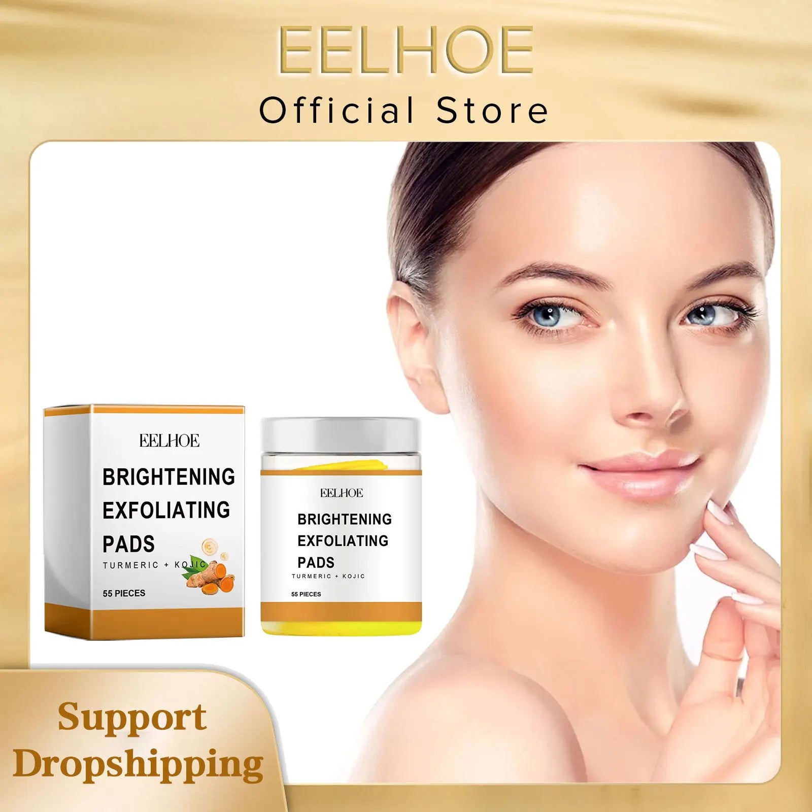 Turmeric Exfoliating Pads for Face Brightening - 55 Pcs Vegan Formula Scrubs Treatments Tidesmit