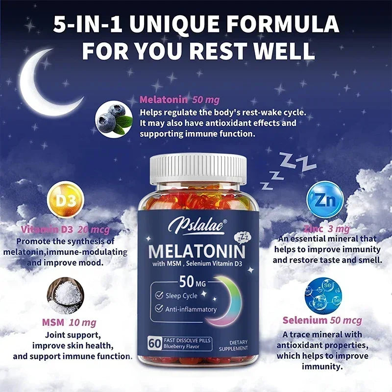 Melatonin Gummies 50mg - Sleep Aid, Improve Sleep Quality and Support Deep Sleep