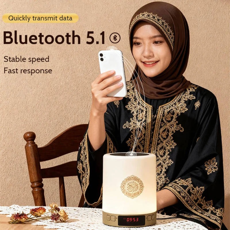 Islamic Arabic Night Light Muslim Bluetooth Speaker Quran Azan Clock Koran Portable Wireless Ramadan Bright Lamp Arab Islam Holy