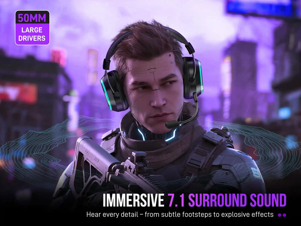 RGB Gaming Headset with 7.1 Surround Sound and Detachable Microphone (H13) Tidesmit